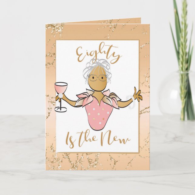 Elegant Rose Gold 80th Birthday Card for Her  (Front)
