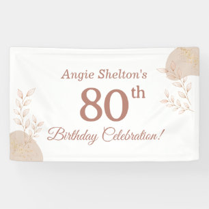 Elegant Rose Gold 80th Birthday Celebration  Banner