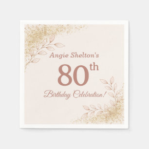 Elegant Rose Gold 80th Birthday Celebration Napkin