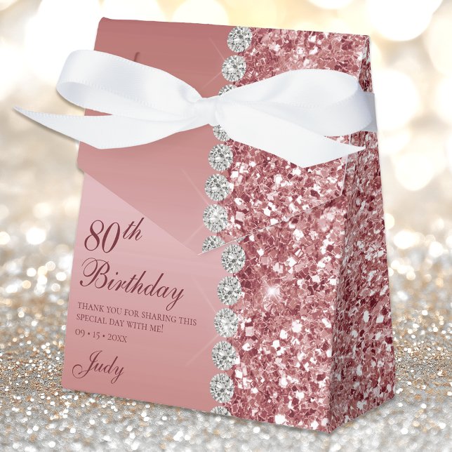 Elegant Rose Gold 80th Birthday Favour Box (Creator Uploaded)