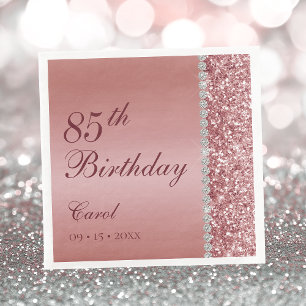 Elegant Rose Gold 85th Birthday Napkin