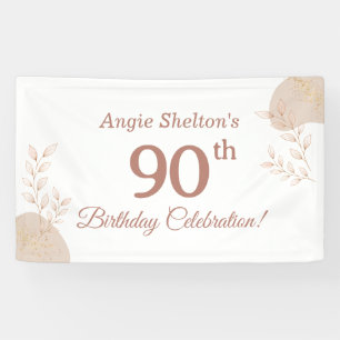 Elegant Rose Gold 90th Birthday Celebration  Banner