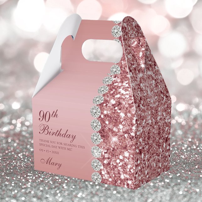 Elegant Rose Gold 90th Birthday Favour Box (Creator Uploaded)
