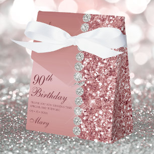 Elegant Rose Gold 90th Birthday Favour Box