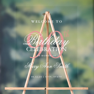 Elegant Rose Gold 90th Birthday Party Welcome  Acrylic Sign