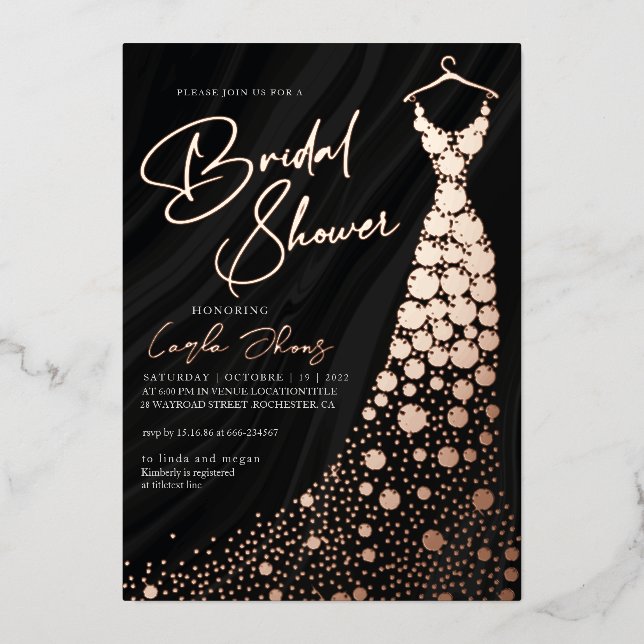 Elegant Rose Gold and black modern Bridal shower (Front)