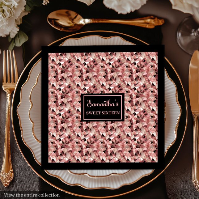 Elegant Rose Gold and Black Napkins Trendy Party (Elegant Rose Gold and Black Napkins Trendy Party)