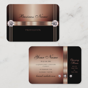 Elegant Rose Gold and Black Sparkling Rhinestones Business Card