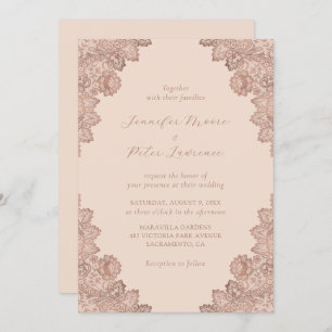 Elegant Rose Gold and Champagne Wedding Invitation