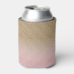 Elegant Rose Gold and Gold Glitter Sparkles photo Can Cooler