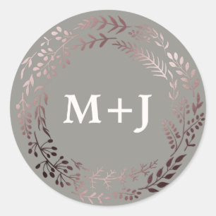 Elegant Rose Gold and Grey Wedding Envelope Seals