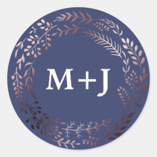 Elegant Rose Gold and Navy Wedding Envelope Seals