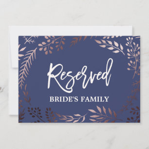 Elegant Rose Gold and Navy Wedding "Reserved" Sign