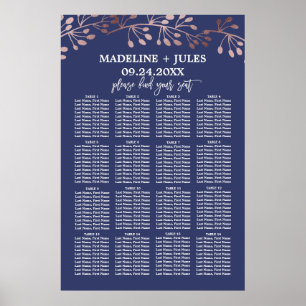 Elegant Rose Gold and Navy Wedding Seating Chart