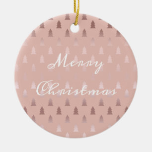 Elegant rose gold and pink Christmas tree pattern Ceramic Tree Decoration