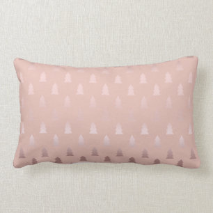 Elegant rose gold and pink Christmas tree pattern Lumbar Cushion