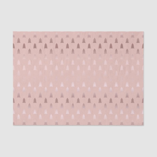 Elegant rose gold and pink Christmas tree pattern Tissue Paper (Front)