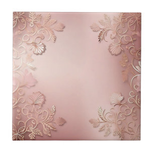 Elegant Rose Gold And Pink  Floral Tile
