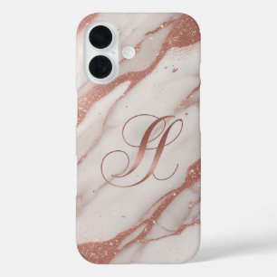 Elegant rose gold and white marble phone case