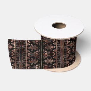 Elegant Rose Gold Art Deco Floral Band Pattern Satin Ribbon