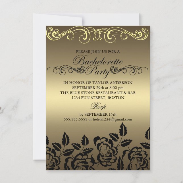 Elegant Rose Gold Bachelorette Party Invitation (Front)