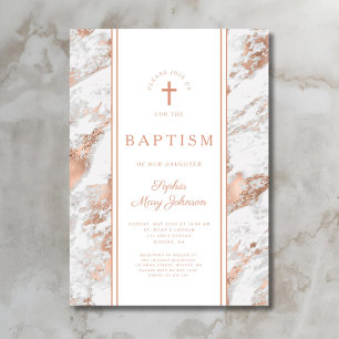 Elegant Rose Gold Baptism Invitation