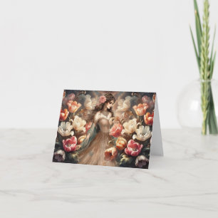 Elegant Rose Gold Baroque Floral Note Card