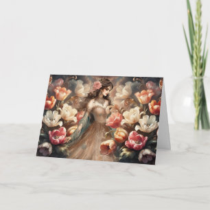 Elegant Rose Gold Baroque Floral Note Card