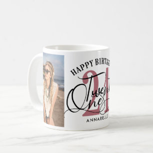 Elegant Rose Gold & Black 21st Birthday Photo  Coffee Mug