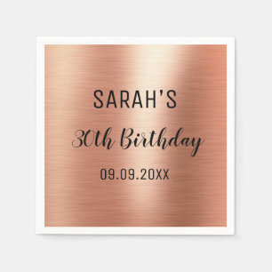 Elegant Rose Gold Black 30th Birthday Party Paper  Napkin