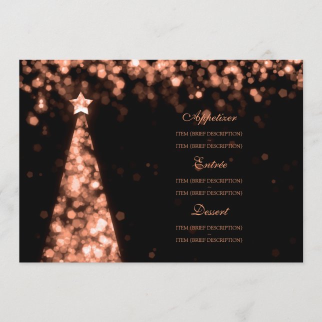 Elegant Rose Gold Black Christmas Wedding Menu (Front)