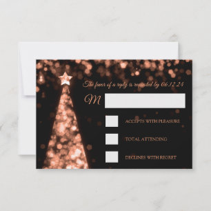 Elegant Rose Gold Black Christmas Wedding RSVP Card