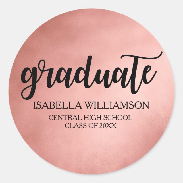 Elegant Rose Gold, Black Graduation Envelope Seals (Front)