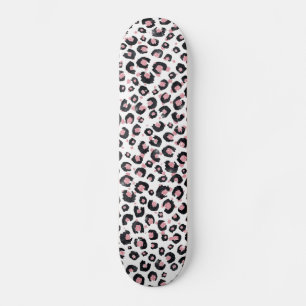 Elegant Rose Gold Black Leopard Animal Print Skateboard