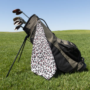 Elegant Rose Gold Black Leopard Pattern Golf Towel