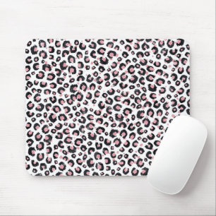 Elegant Rose Gold Black Leopard Pattern Mouse Mat