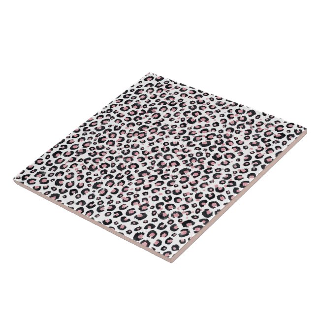 Elegant Rose Gold Black Leopard Pattern Tile (Side)