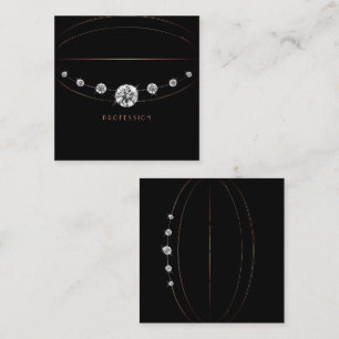 Elegant Rose Gold Black Sparkling Jewels Diamonds Square Business Card