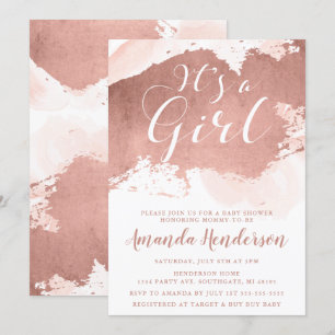 Elegant Rose Gold & Blush Baby Shower Invitation