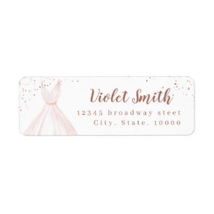 Elegant rose gold & blush dress return address