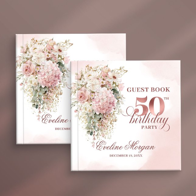 Elegant Rose Gold Blush Floral 50th Birthday Party Guest Book (Elegant Rose Gold Blush Floral 50th Birthday Party Guest Book

)