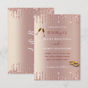 Elegant Rose Gold Blush Glitter Wedding Invitation