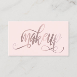 Elegant rose gold & blush pink makeup artist business card