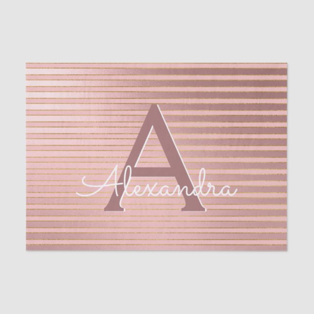 Elegant Rose Gold - Blush Pink Monogram Tissue Paper (Front)