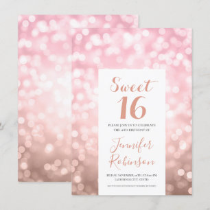 Elegant Rose Gold Blush Sweet 16 Invitation