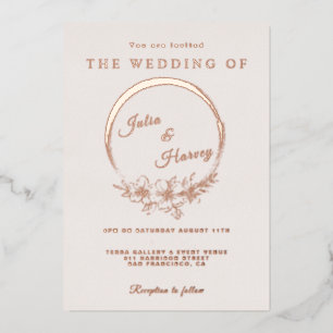 Elegant Rose Gold Blush Wedding Foil Invitation