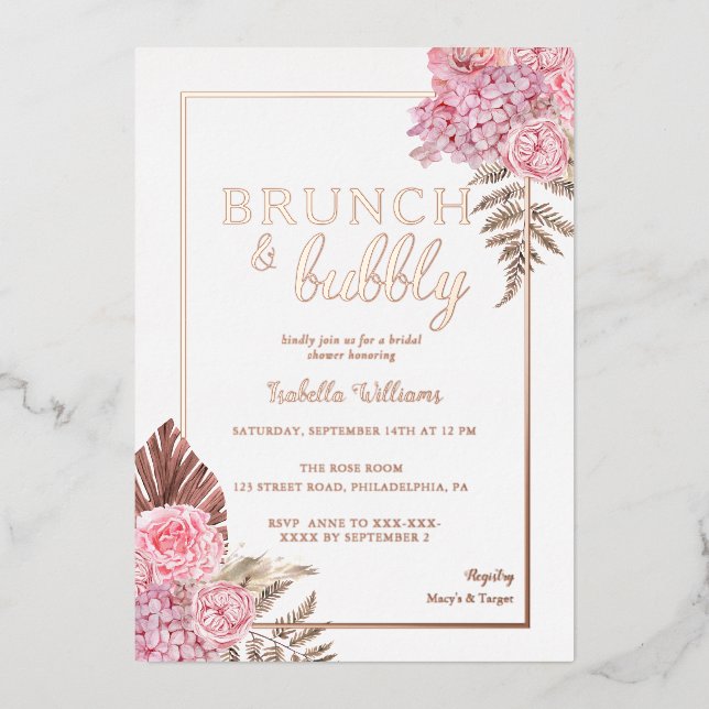 Elegant Rose Gold Boho Bridal Shower (Front)