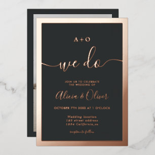 Elegant rose gold border initials photo wedding
