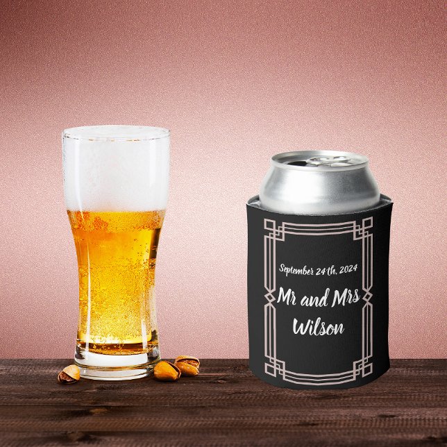 Elegant Rose Gold Border on black can cooler (Creator Uploaded)