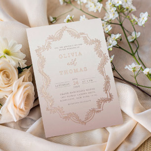 Elegant Rose Gold Botancial Frame Wedding